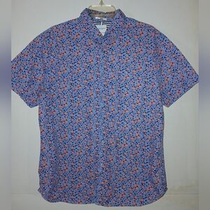 DENIM & FLOWER RICKY SINGH mens LARGE floral button-down top.